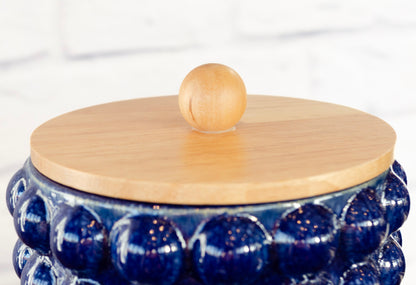 Lidded Stoneware Hobnail Canister