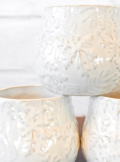 Stoneware Embossed Snowflake Mug