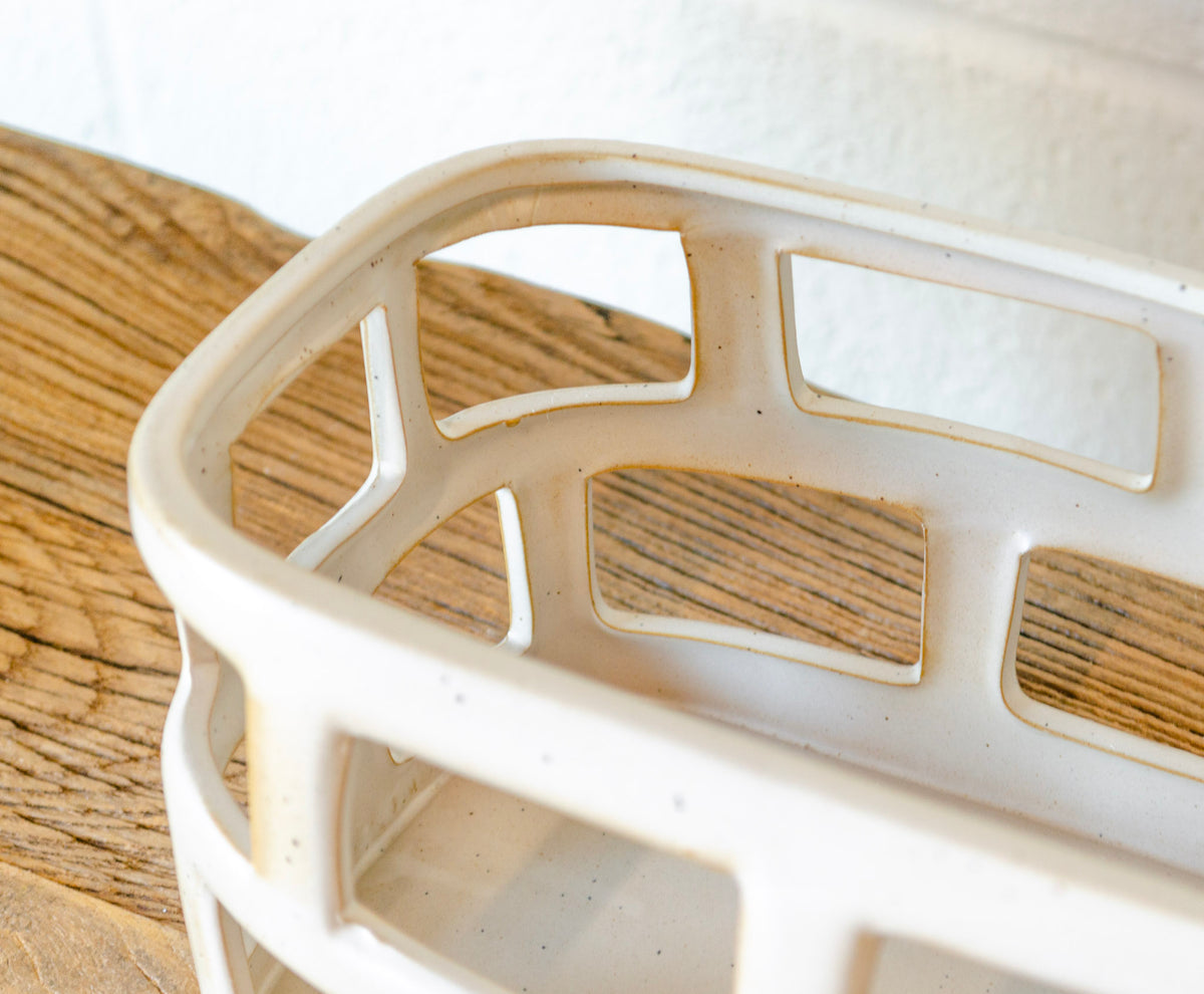 Off-White Matte Stoneware Basket