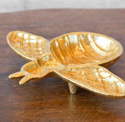 Gold Cast Iron Bee Dish