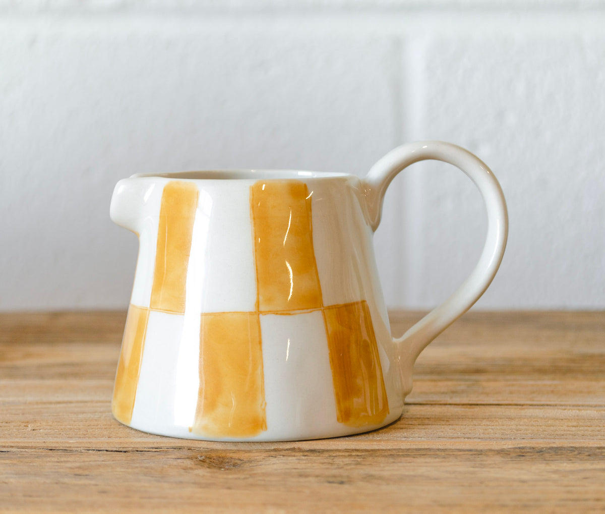 Checkered Charm Stoneware Creamer