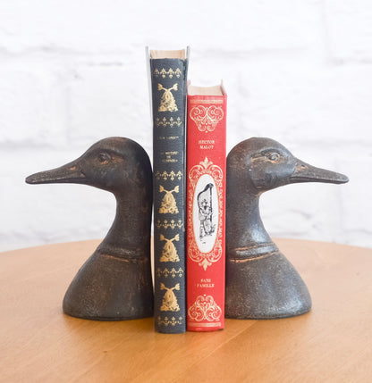 Distressed Cast Iron Duck Head Bookends