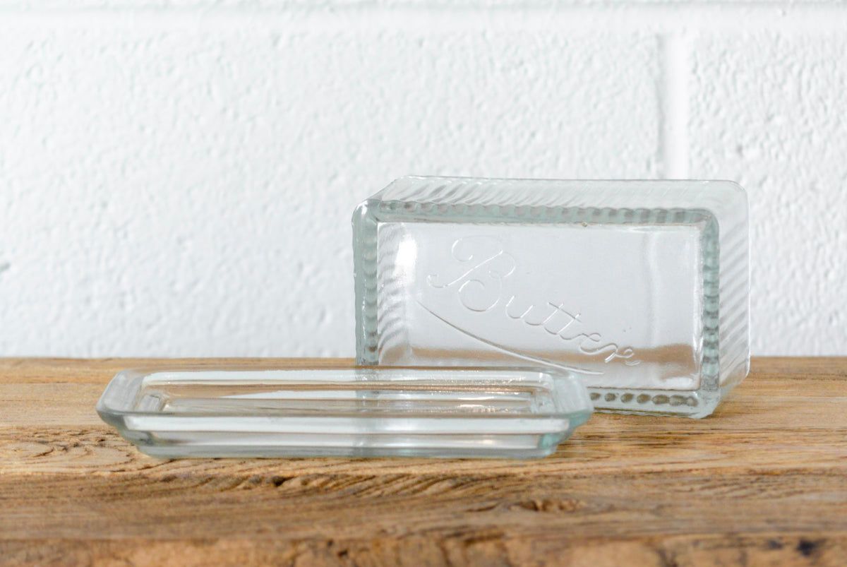 Vintage Inspired Pressed Glass Butter Dish