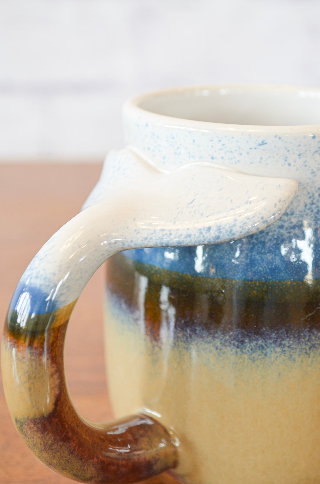 Whale Tail Handle Stoneware Mug