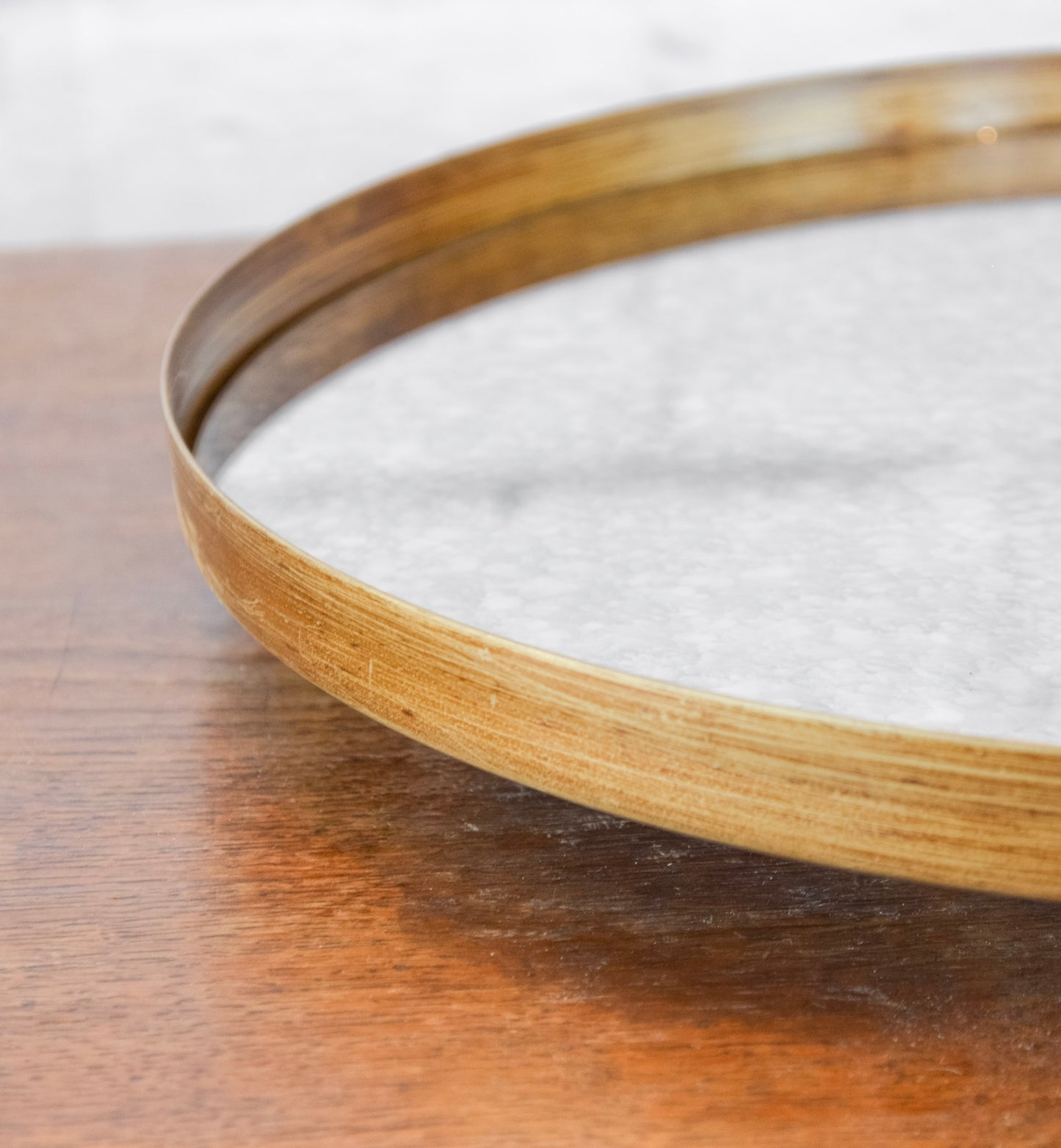 Gold-Finished Decorative Mirror Tray