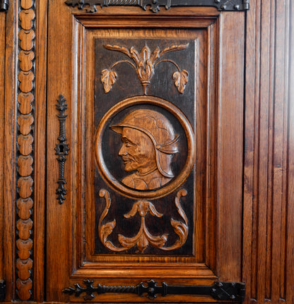 Highly Carved Neo Renaissance Oak Sideboard