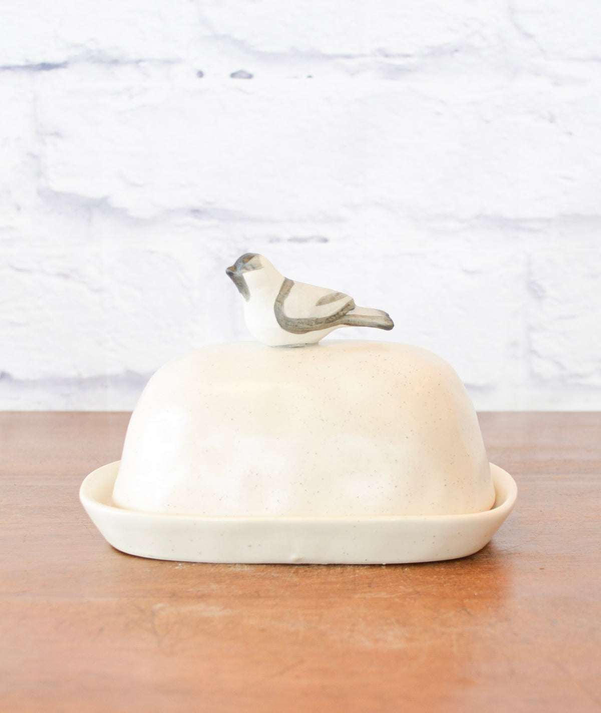 Garden Bird Stoneware Butter Dish