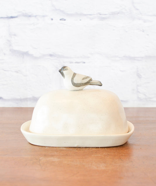 Garden Bird Stoneware Butter Dish