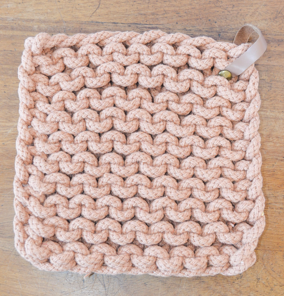 Fall Crocheted Pot Holders w/ Leather Tie