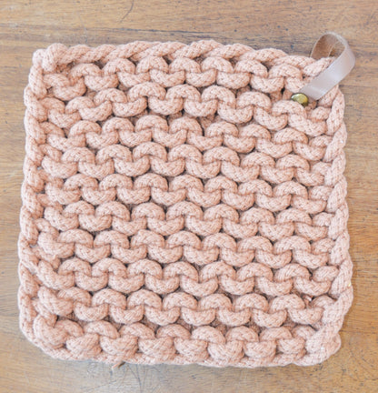 Fall Crocheted Pot Holders w/ Leather Tie