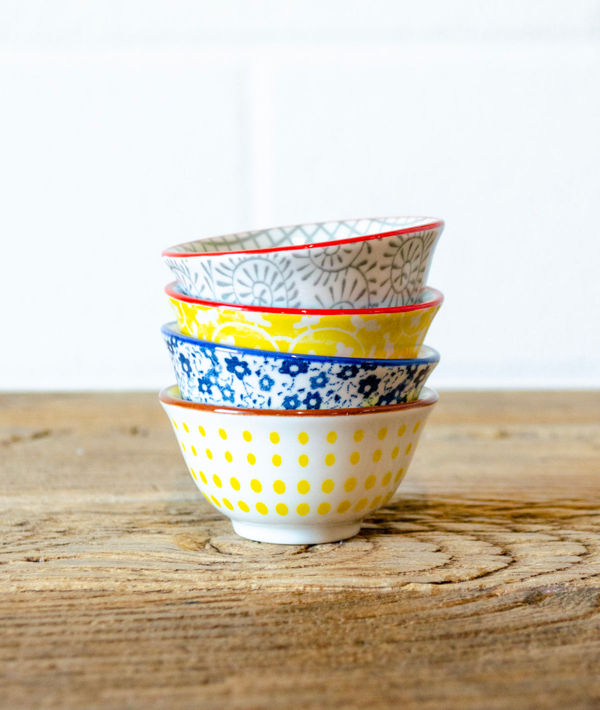 Set of 4 Bright Stoneware Pinch Pots