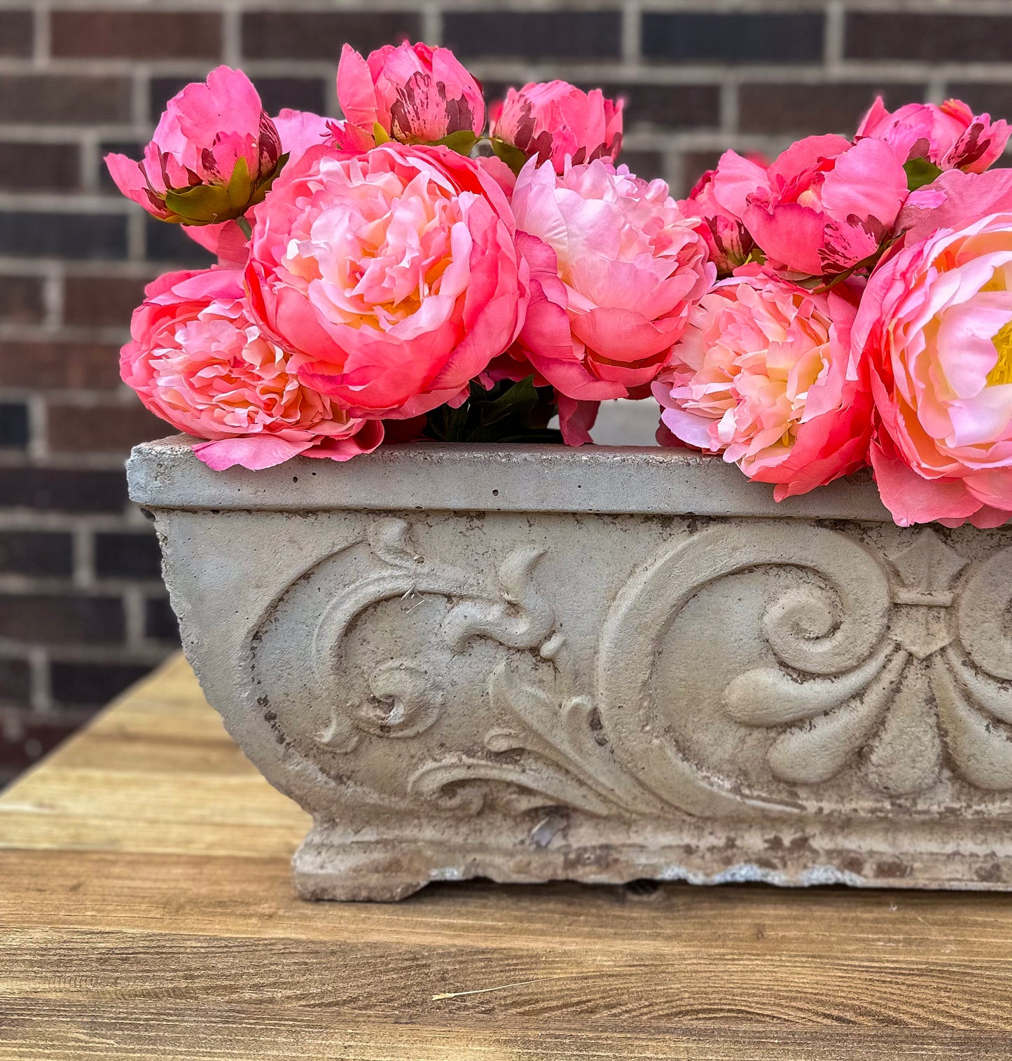 Vintage Ornate Cement Planter
