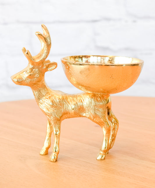 Metal Reindeer Decorative Bowl