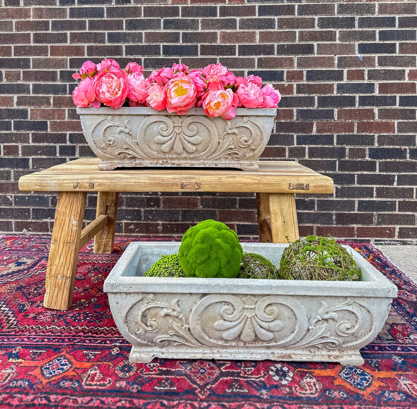 Vintage Ornate Cement Planter