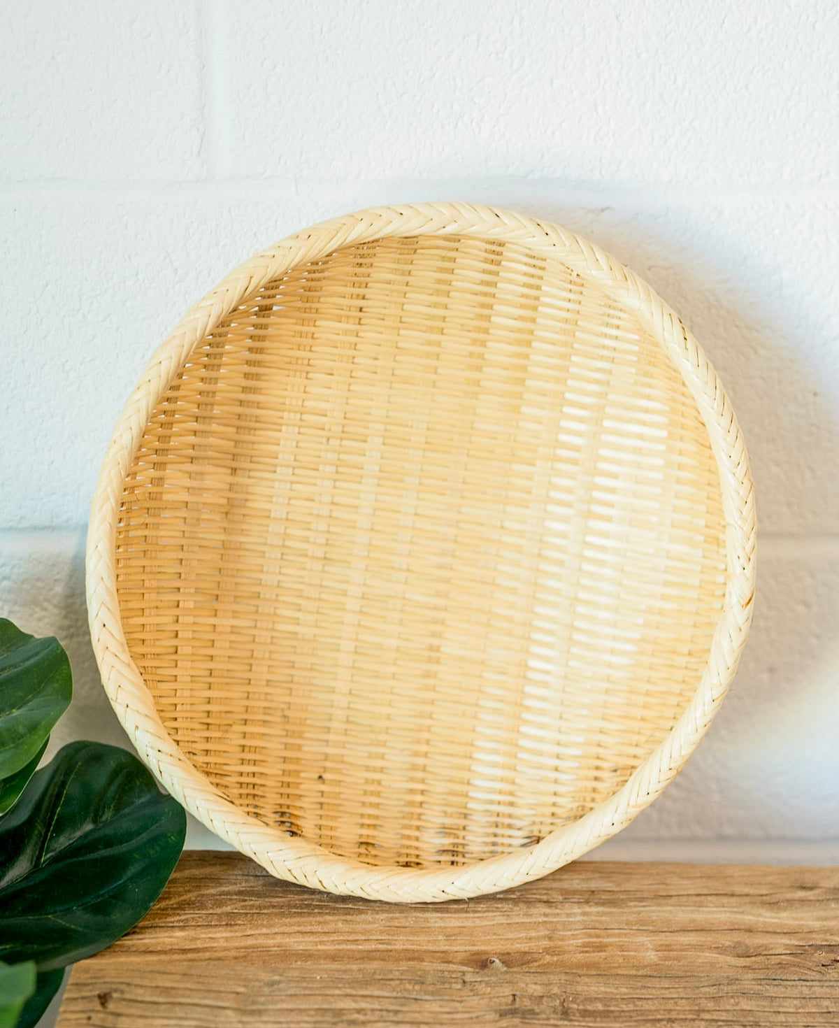 Handwoven Shallow Bamboo Wall Basket