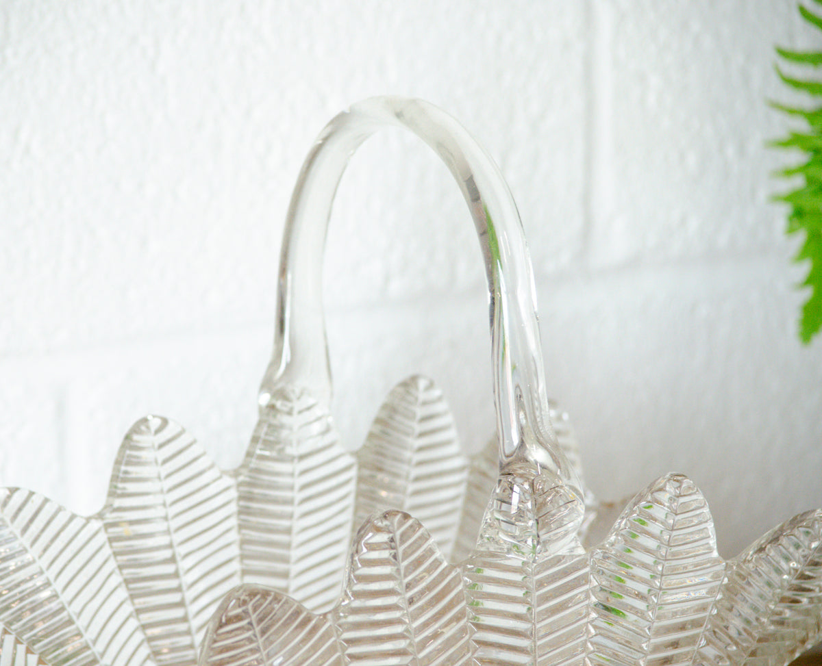 1940's French Style Glass Feather Basket