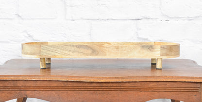 Long Oval Footed Mango Wood Tray
