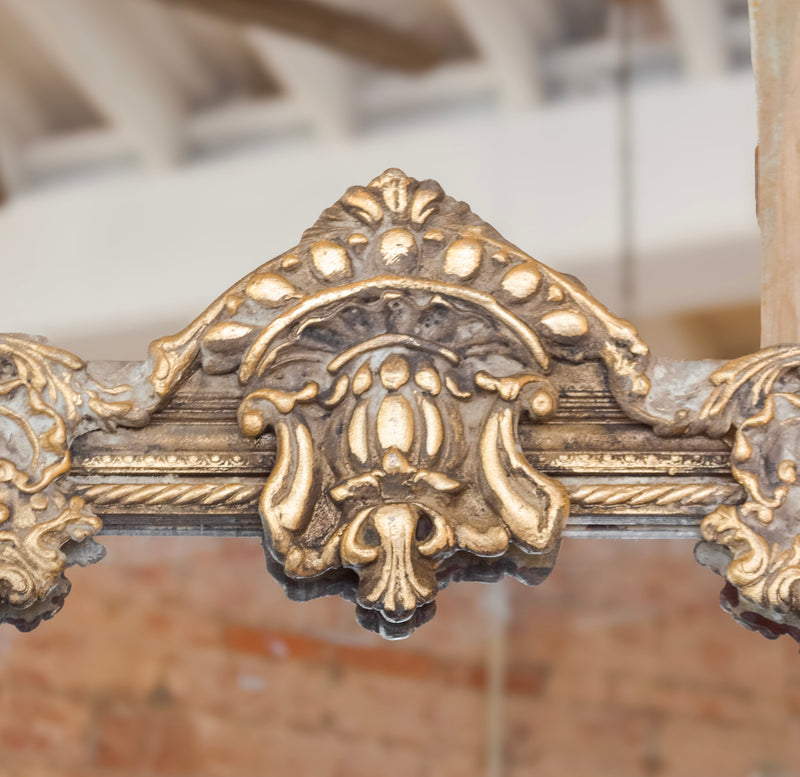 Cartouche Crowned Gilt Frame Beveled Pier Mirror