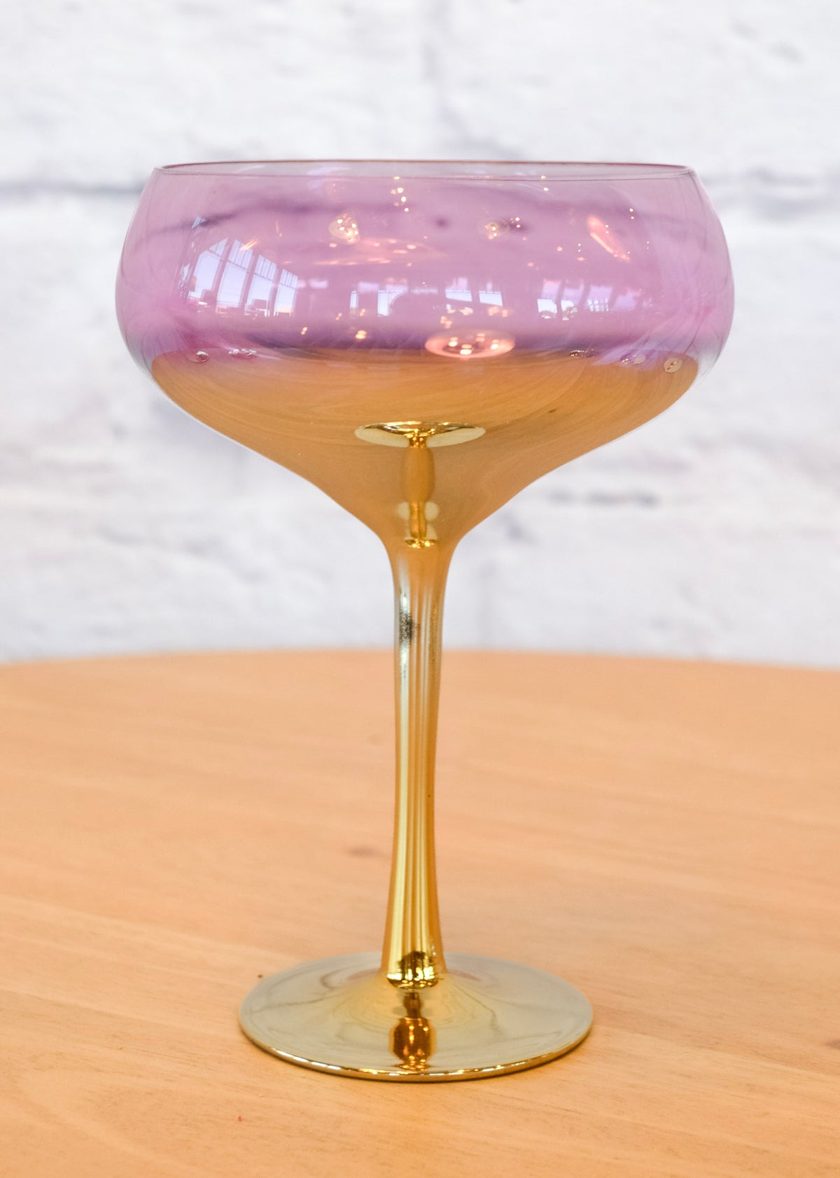 Colorful Glass Gilded Stem Coupe