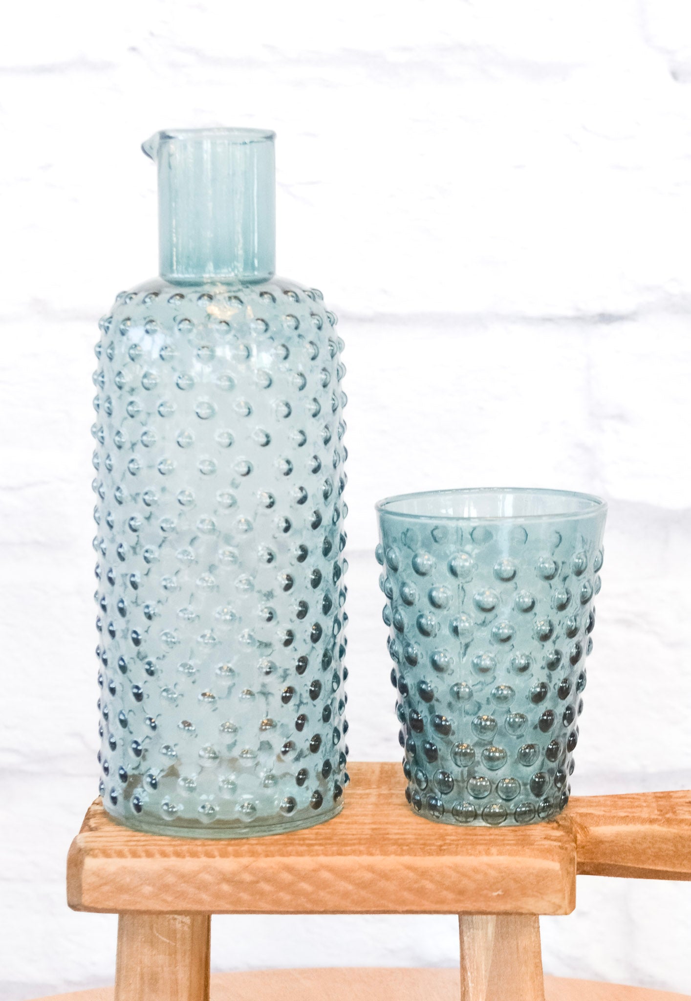 Hobnail Glass Carafe w/ Tumbler