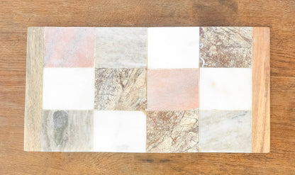Natural Checkered Rectangular Serving Board