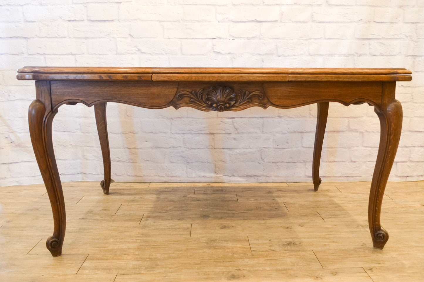 Louis XV Style Parquetry Top Draw Leaf Oak Table