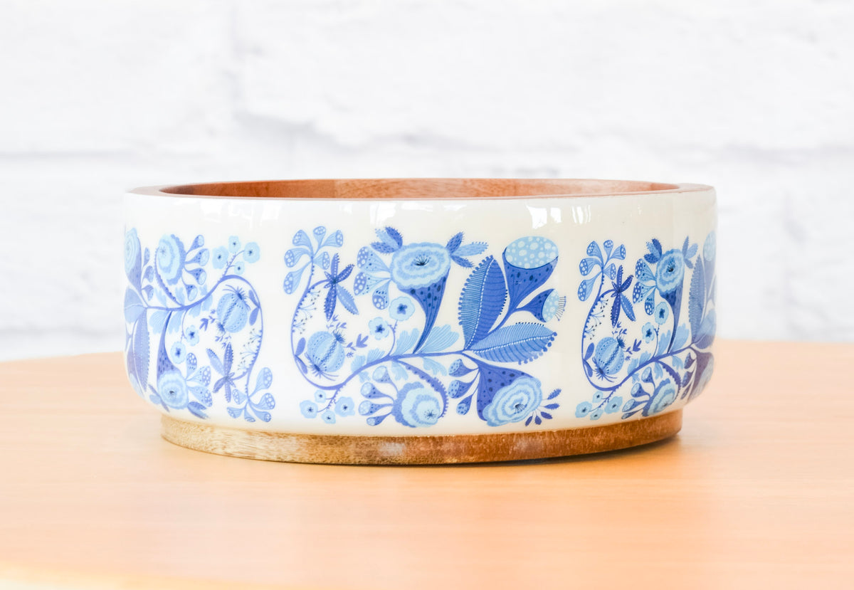 Blue Floral Low Nesting Bowls