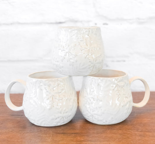 Stoneware Embossed Snowflake Mug