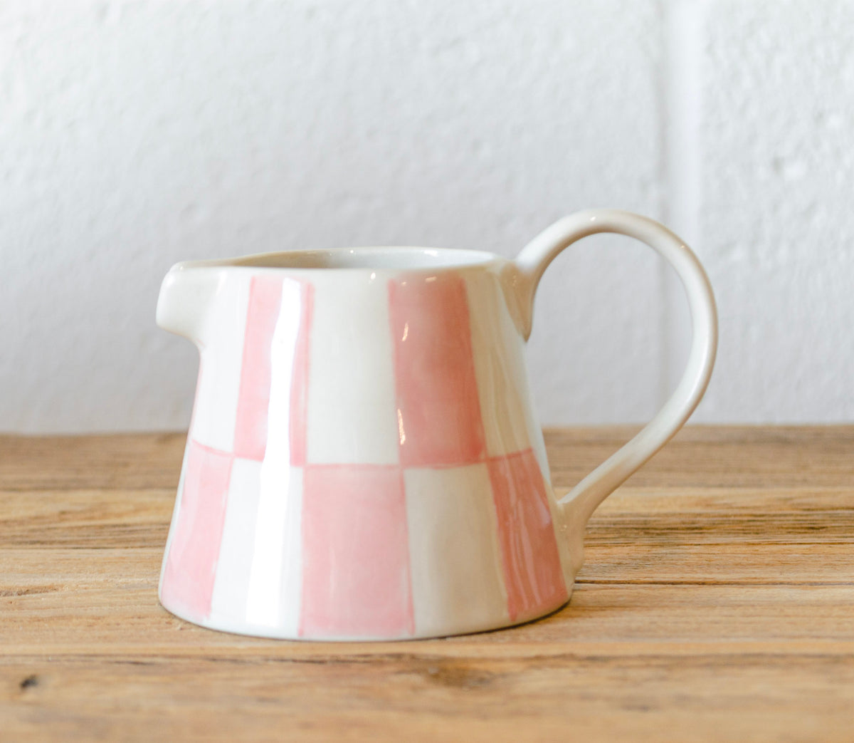 Checkered Charm Stoneware Creamer