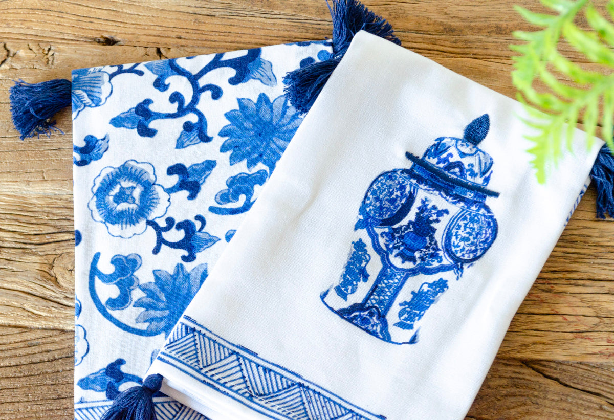 Set of 2 Chinoiserie Dish Towels