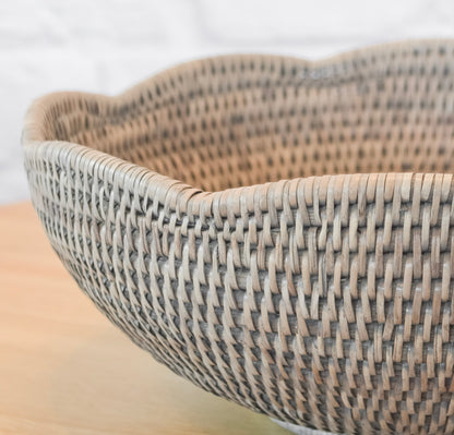 Lucy Scalloped Edge Rattan Bowl