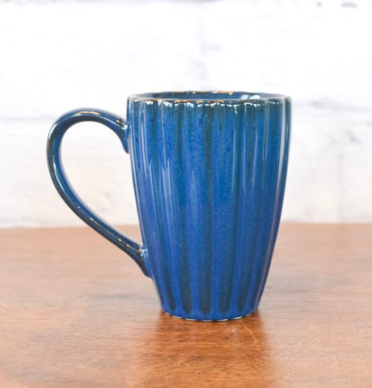 Dark Blue Ribbed Stoneware Dinnerware Collection