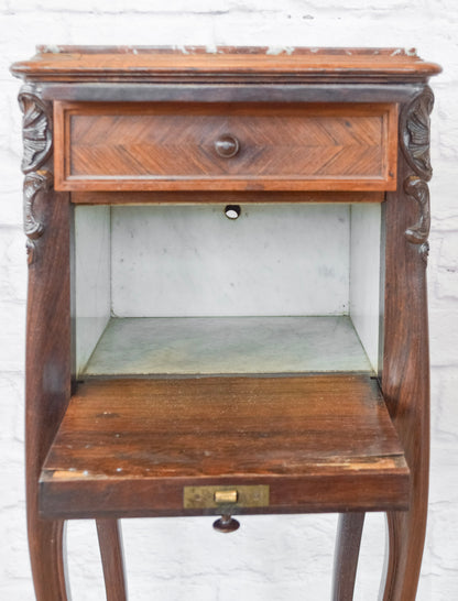 Louis XV Style Marble Top Rosewood Side Cabinet