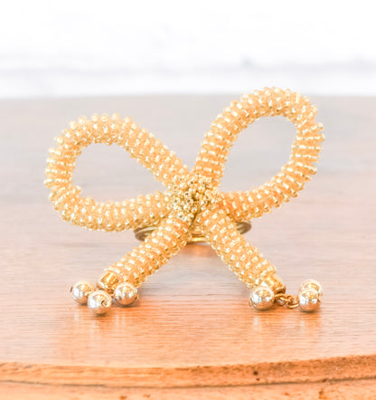 Beaded Metal Bow Napkin Rings