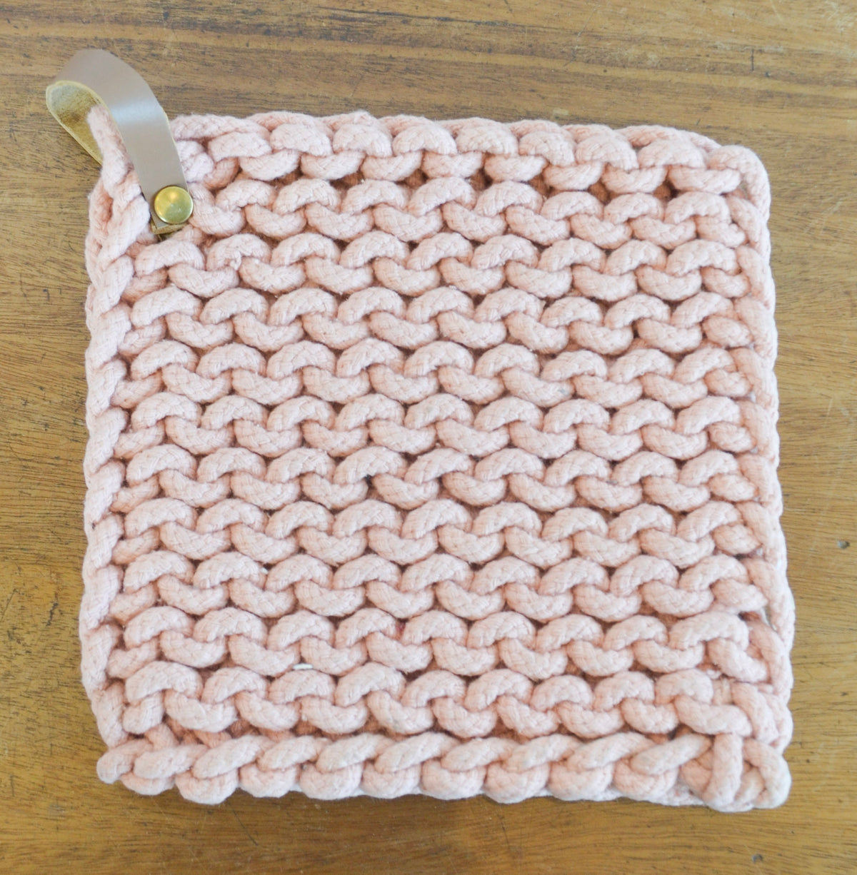 Rosewood Crochet Pot Holders w/ Leather Tie