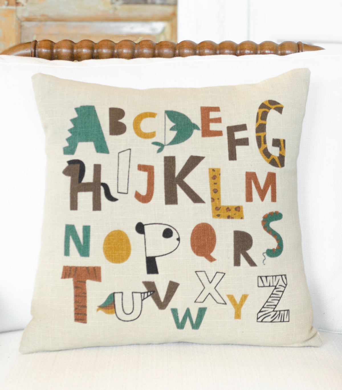 Abstract Animal Alphabet Pillow