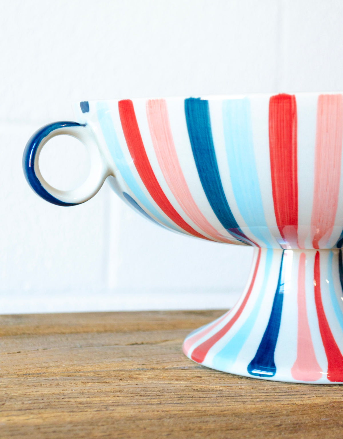 Joy Bright Striped Stoneware Bowl