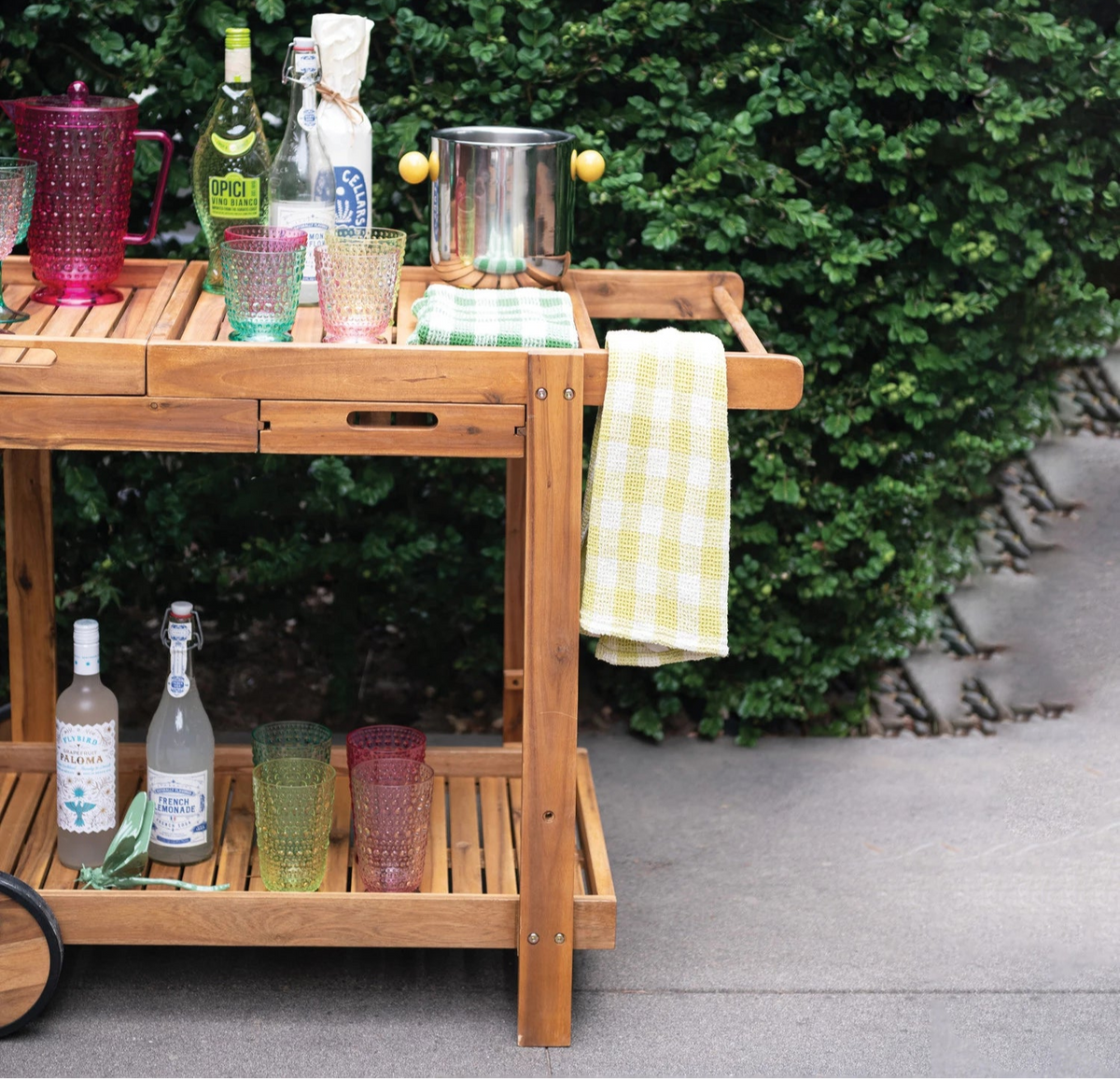 Felix Acacia Wood Tiered Bar Cart