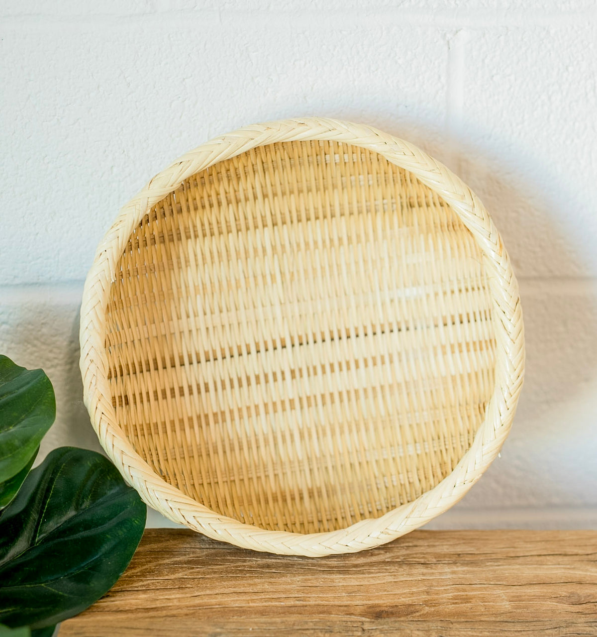 Handwoven Shallow Bamboo Wall Basket