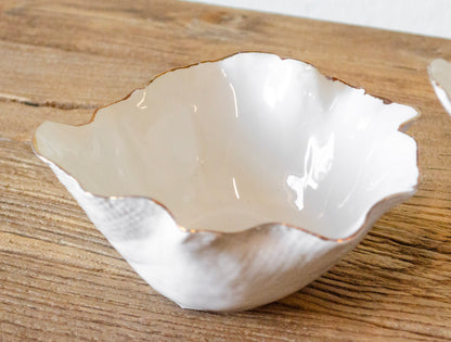 Iris Electroplated Edge Organic White Bowl