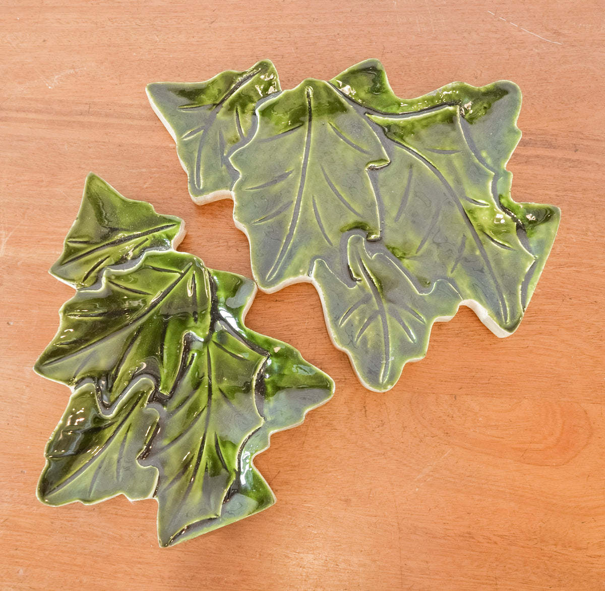 Evergreen Glazed Wood Tray