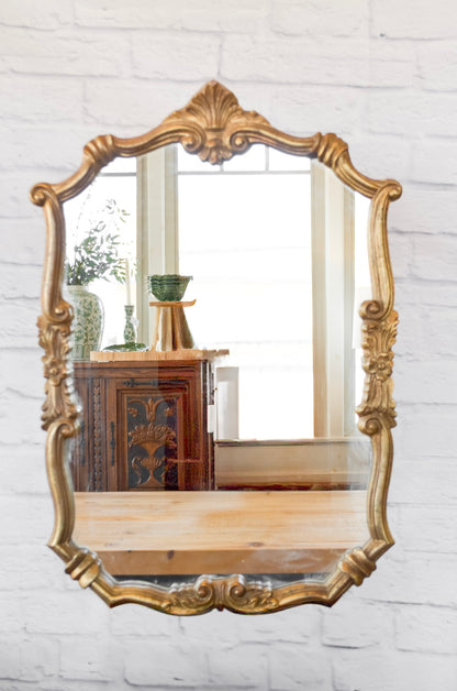 Shell Crowned Gilt Framed Mirror