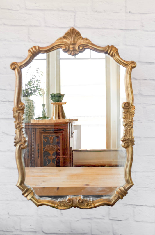 Shell Crowned Gilt Framed Mirror