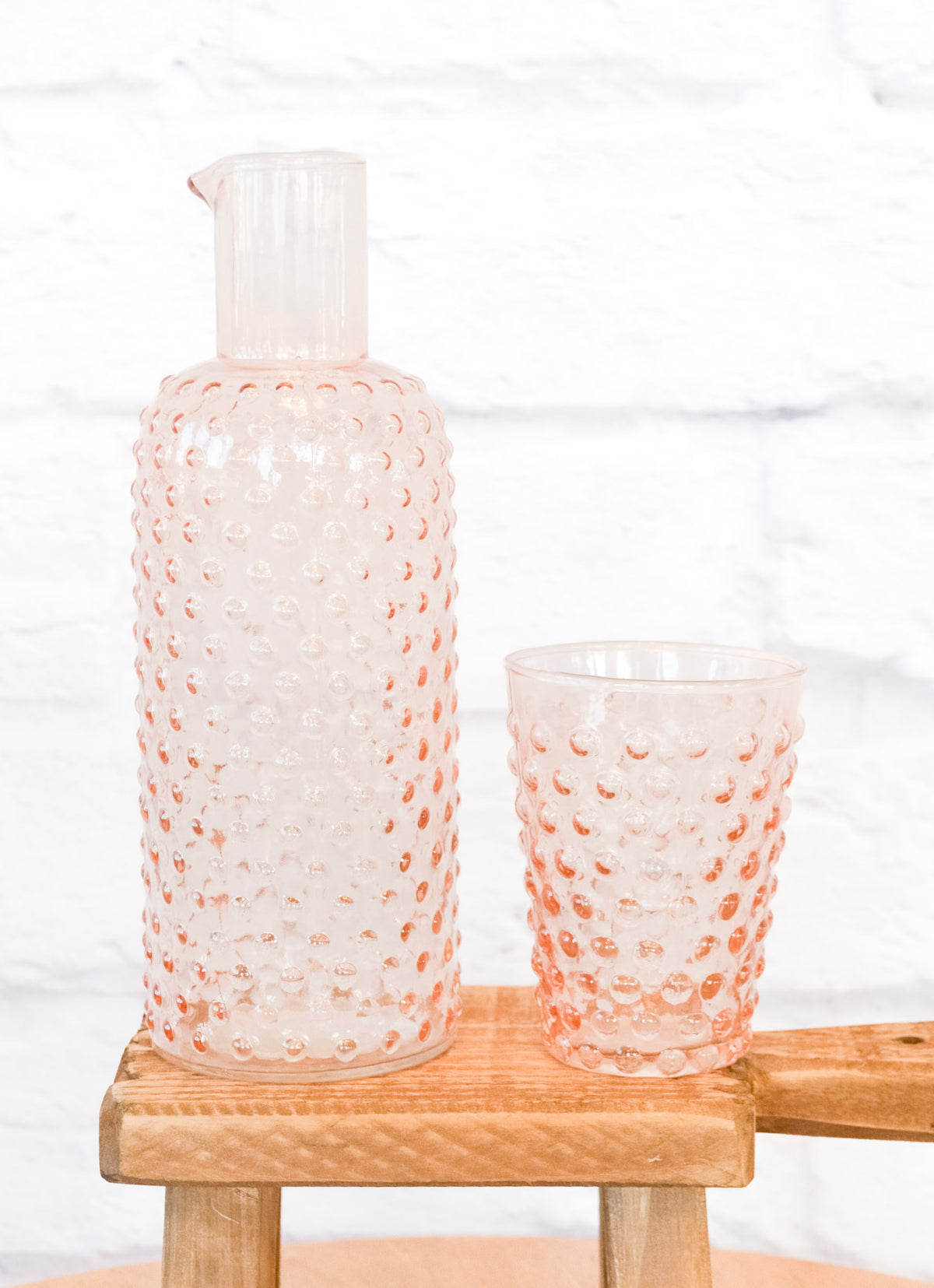 Hobnail Glass Carafe w/ Tumbler