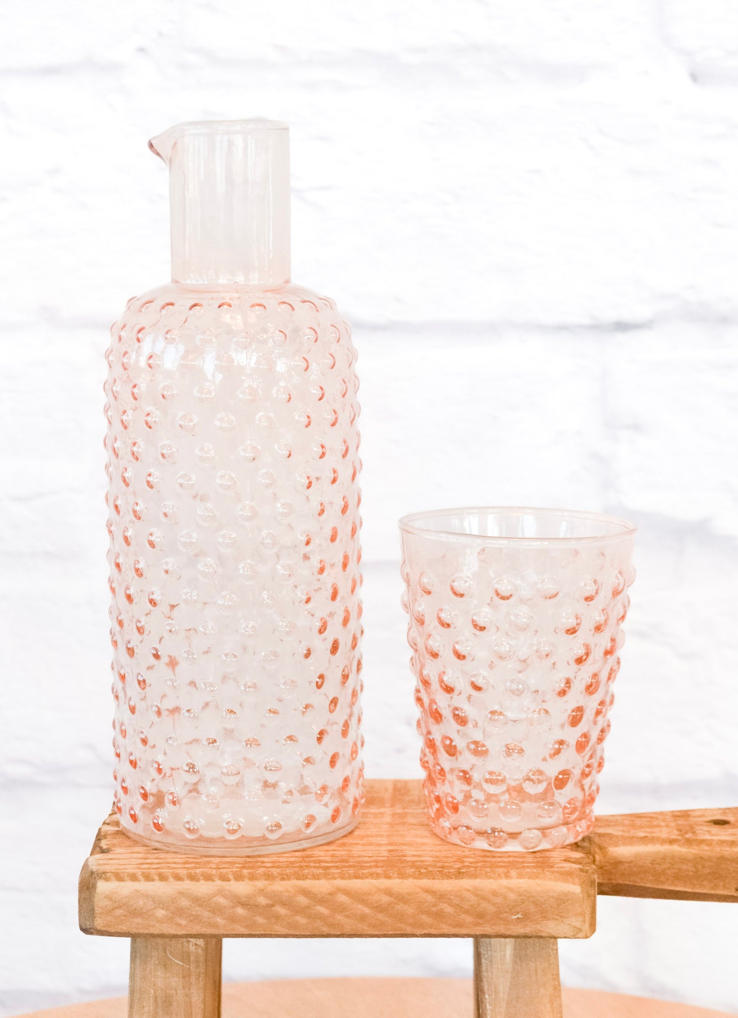 Hobnail Glass Carafe w/ Tumbler