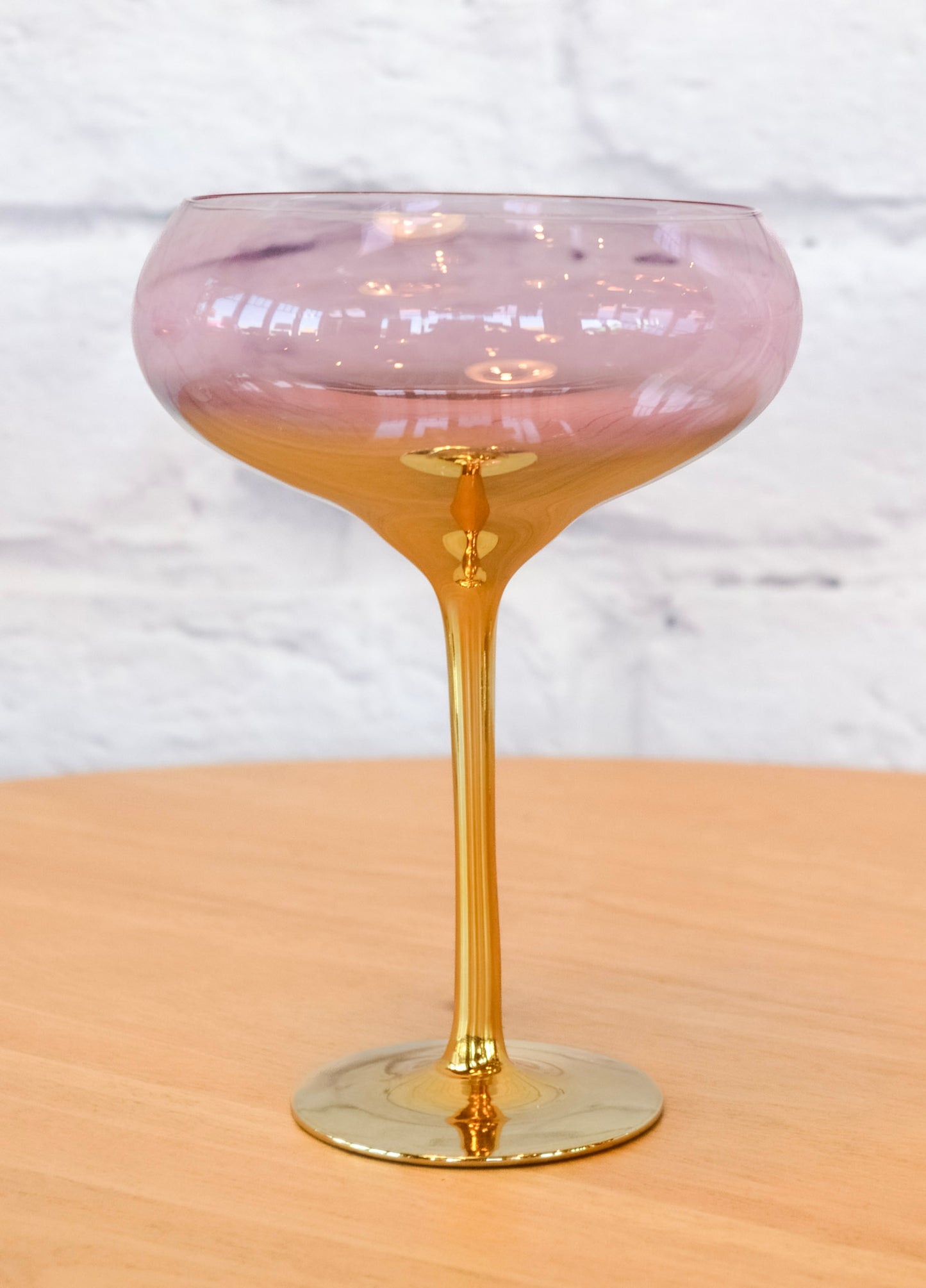 Colorful Glass Gilded Stem Coupe