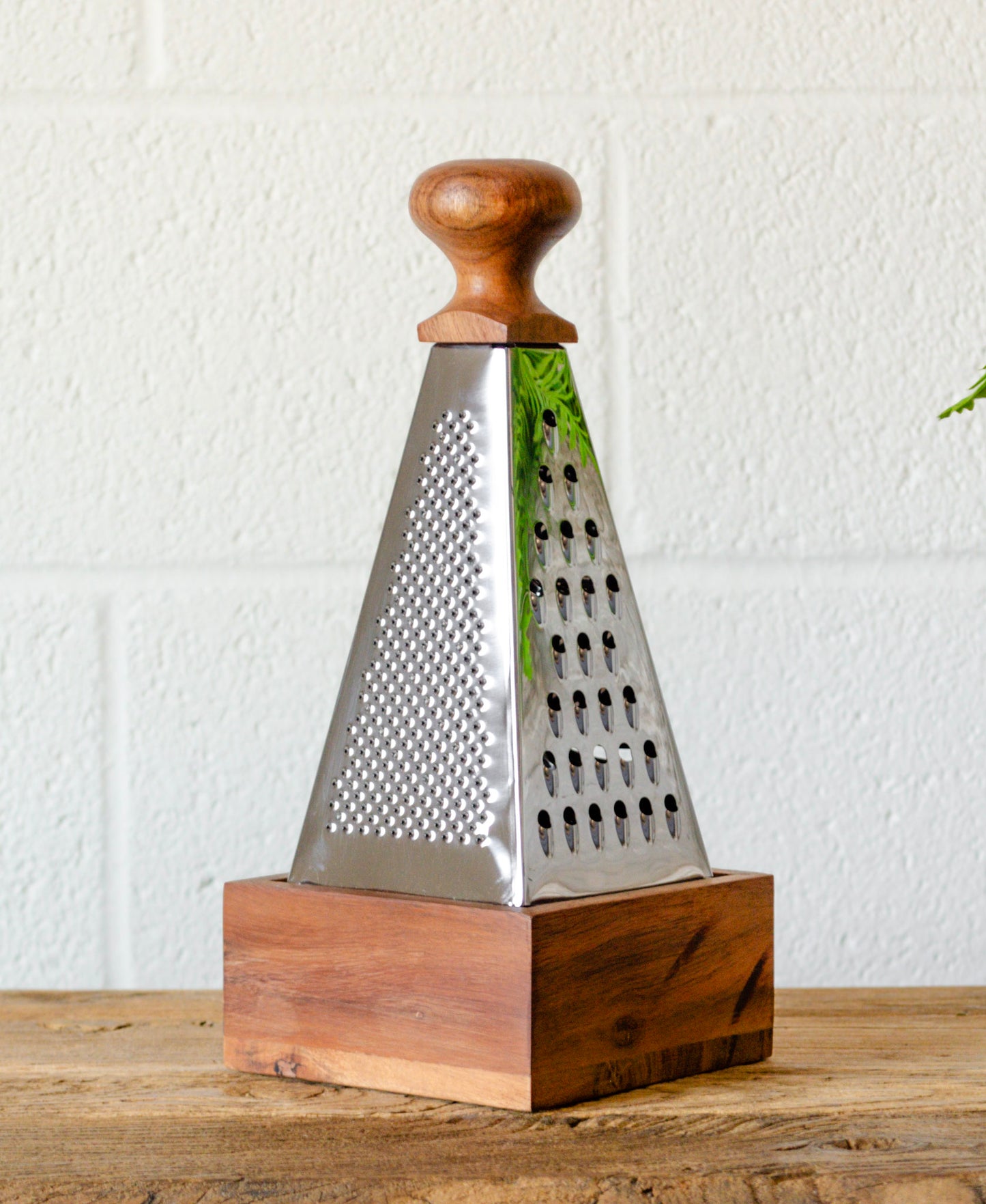 Obelisk Stainless Steel & Acacia Grater