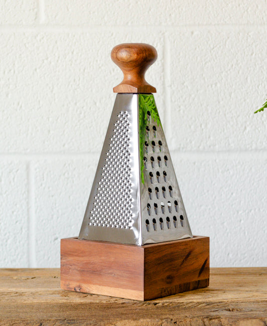 Obelisk Stainless Steel & Acacia Grater