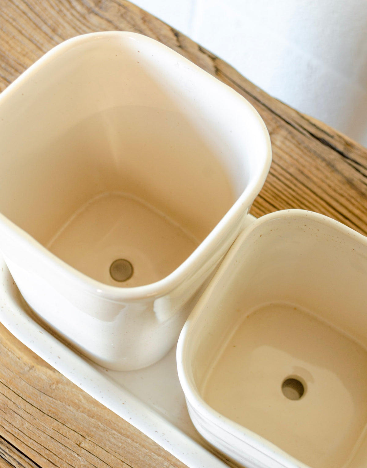 Stoneware Counter Canisters on Saucer