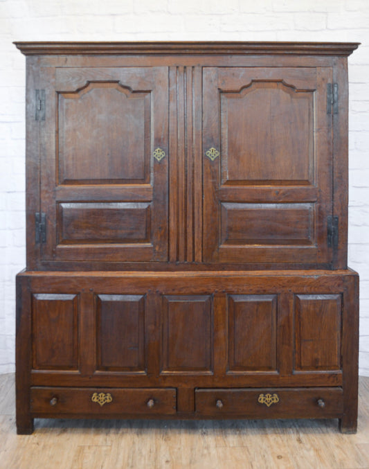 English Large Peg Constructed Oak Cupboard